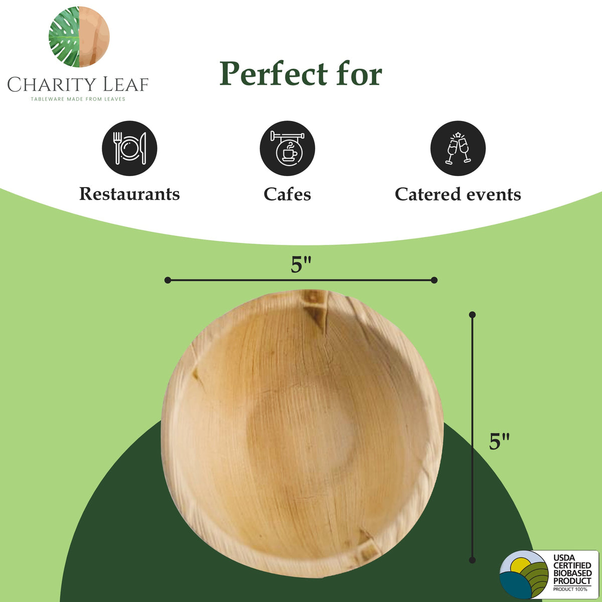 5" Inch Round Natural Compostable Bamboo Bowl