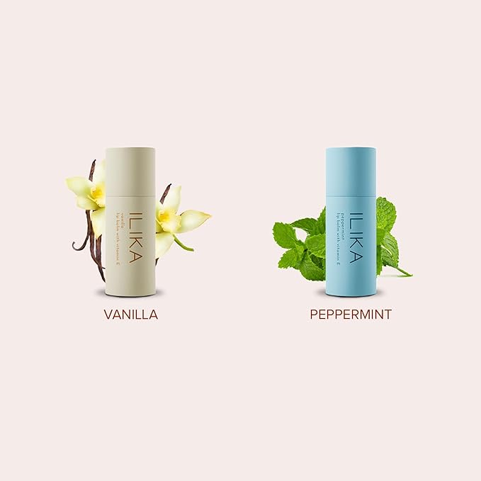 ILIKA Lip Balm - 2 Pack, Vanilla & Peppermint