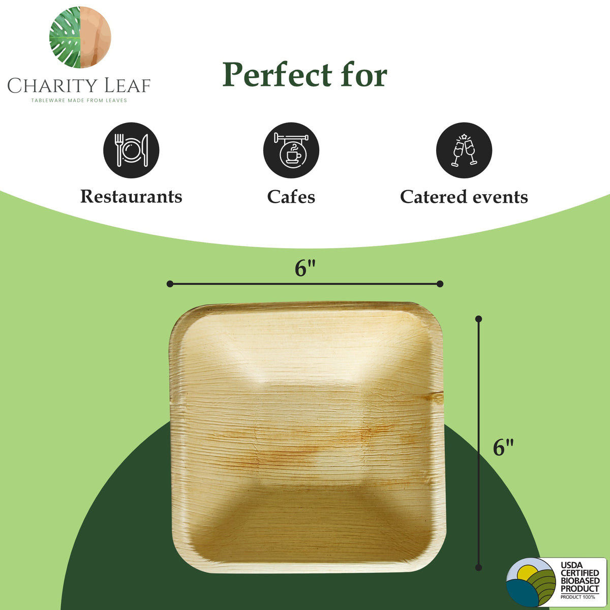 6" Inch Square Natural Compostable Bamboo Bowl