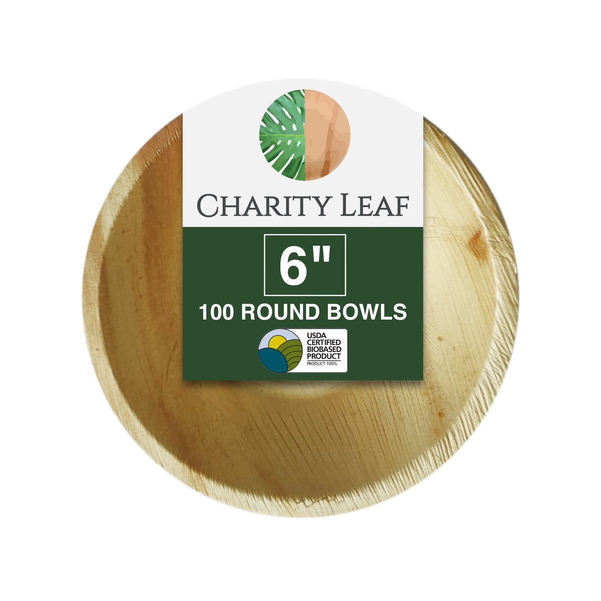 6" Inch Round Natural Compostable Bamboo Bowl