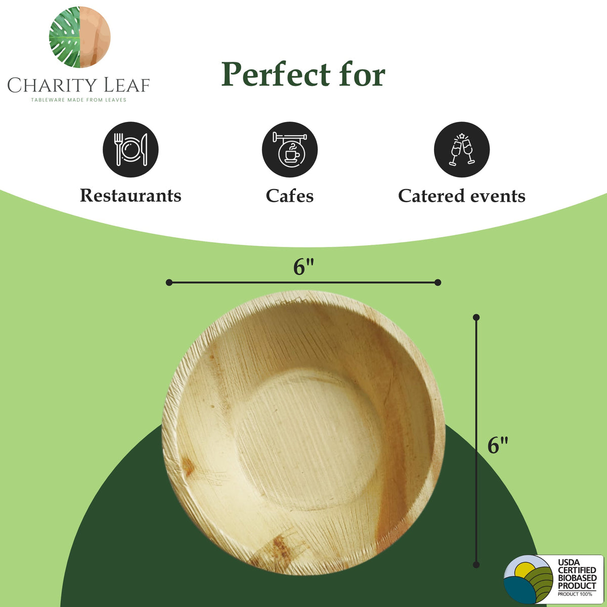 6" Inch Round Natural Compostable Bamboo Bowl