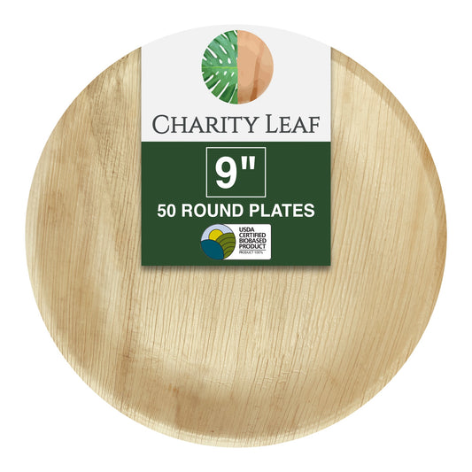 9" Inch Round Natural Compostable Bamboo Plate