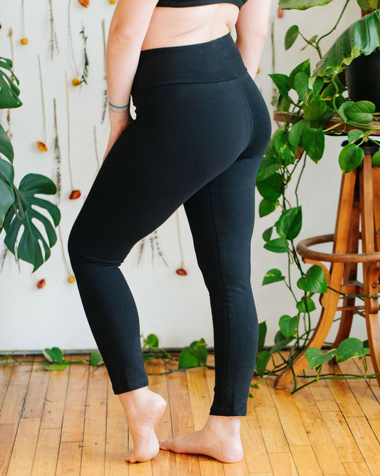 High Rise Ankle Leggings Plain Black