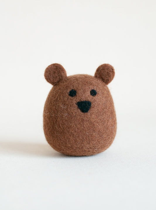 BROWN BEAR WOOL DOG TOY