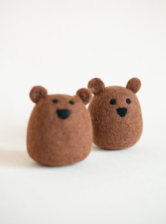 BROWN BEAR WOOL DOG TOY