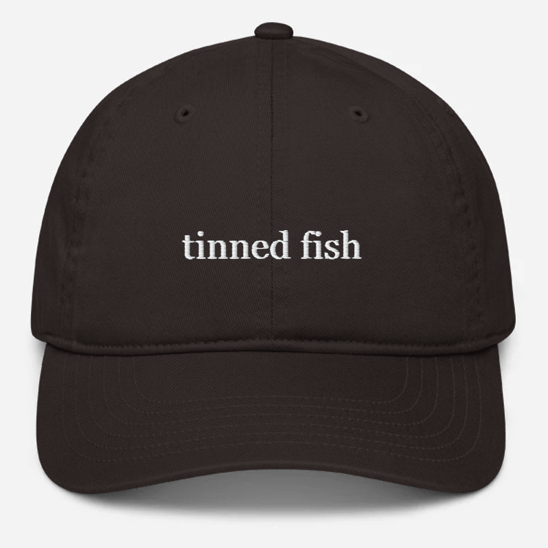 'Tinned Fish' Embroidered Organic Baseball Hat