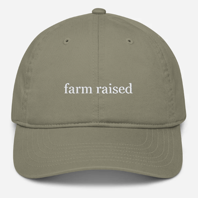 'Farm Raised' Embroidered Organic Baseball Hat
