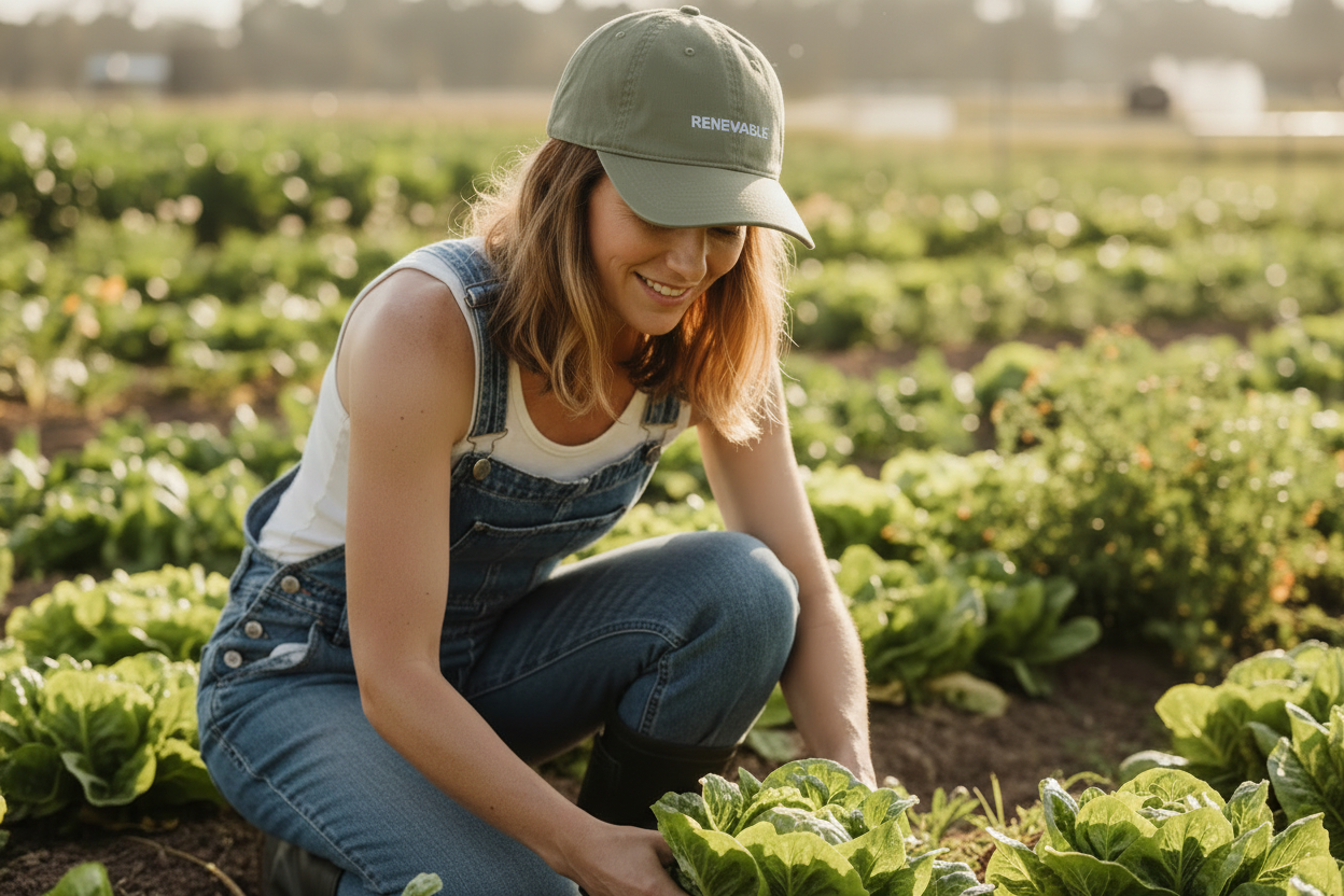 'Renewable' Embroidered Organic Baseball Hat