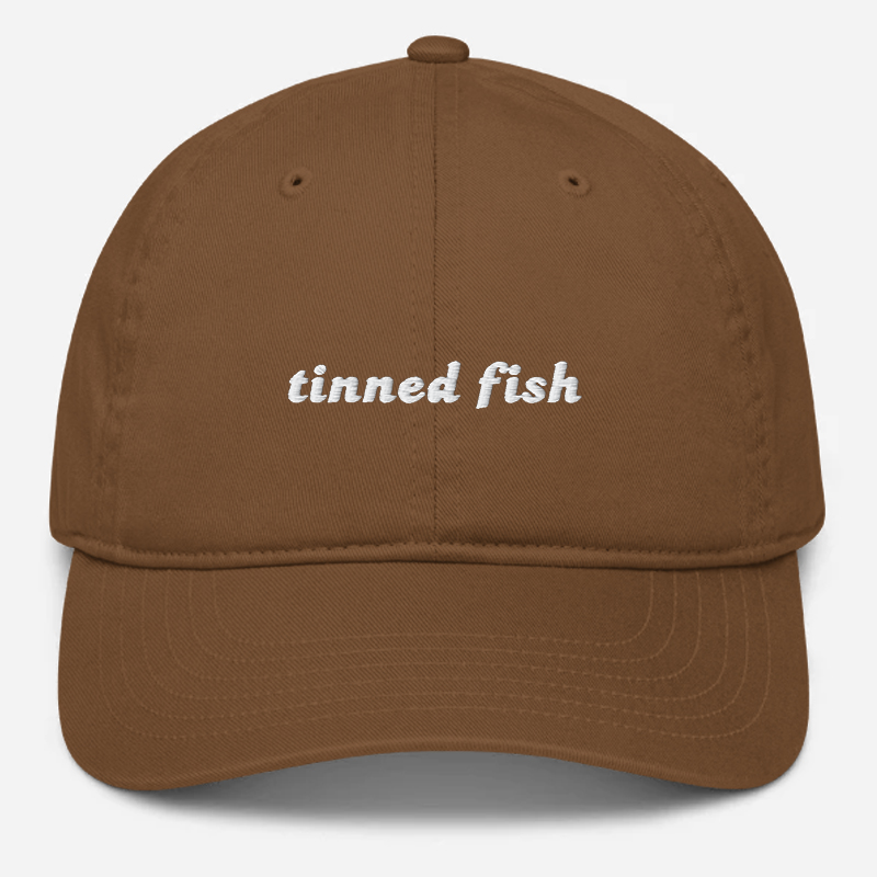 'Tinned Fish' Embroidered Organic Baseball Hat