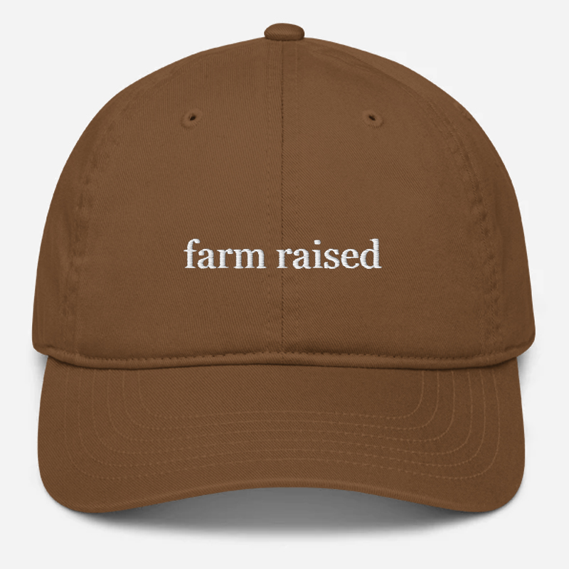 'Farm Raised' Embroidered Organic Baseball Hat