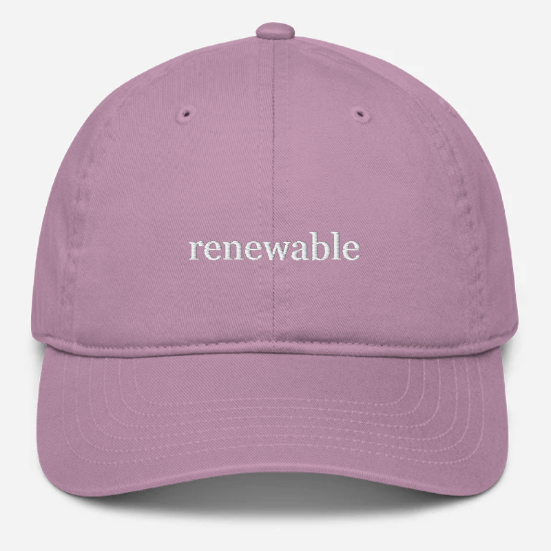 'Renewable' Embroidered Organic Baseball Hat