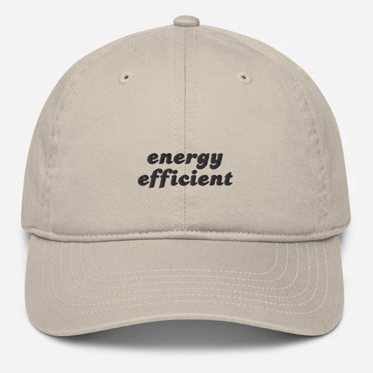 'Energy Efficient' Oyster Embroidered Organic Baseball Hat