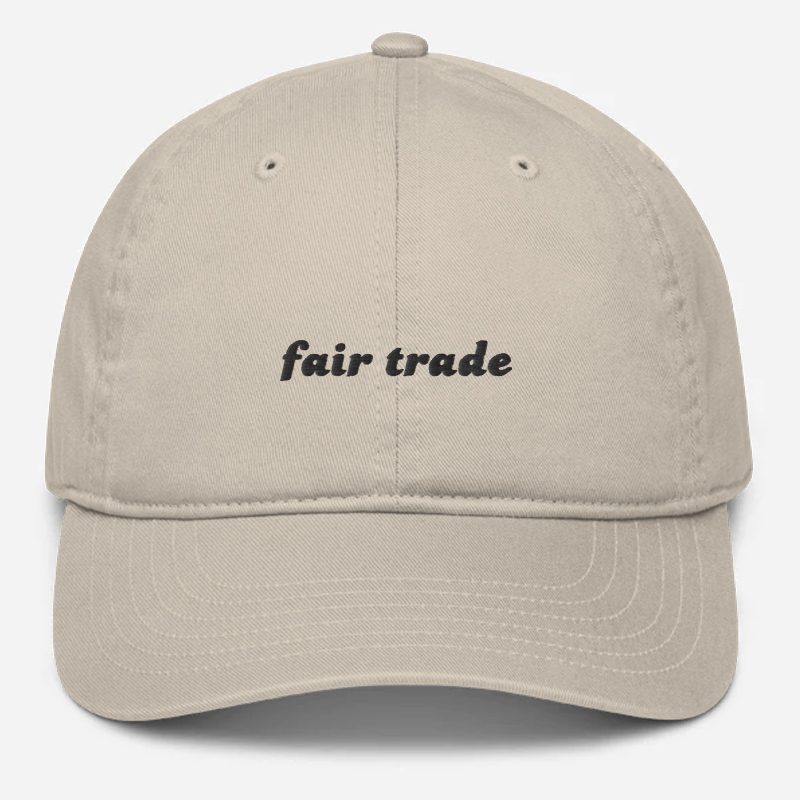 'Fair Trade' Embroidered Organic Baseball Hat