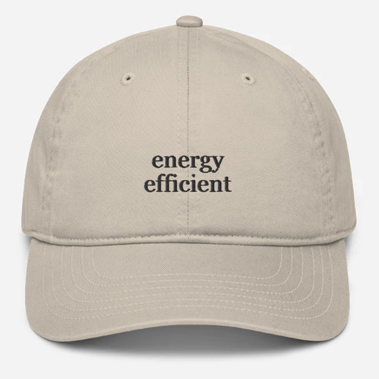 'Energy Efficient' Oyster Embroidered Organic Baseball Hat