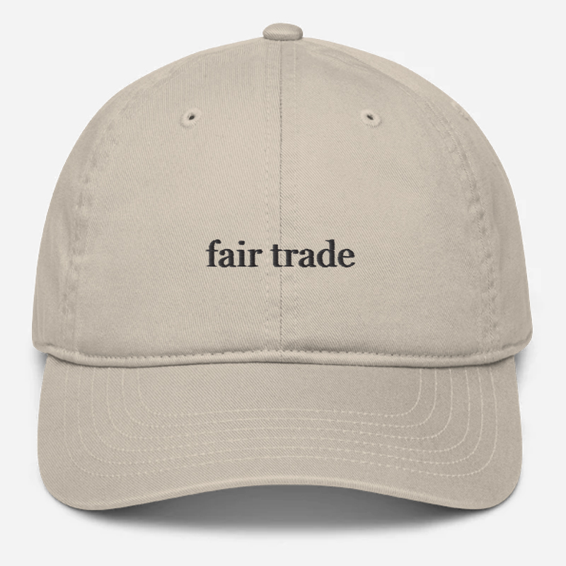 'Fair Trade' Embroidered Organic Baseball Hat