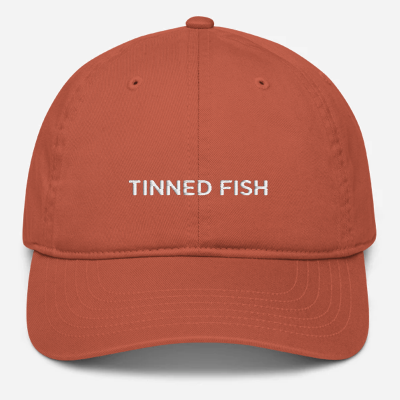 'Tinned Fish' Embroidered Organic Baseball Hat