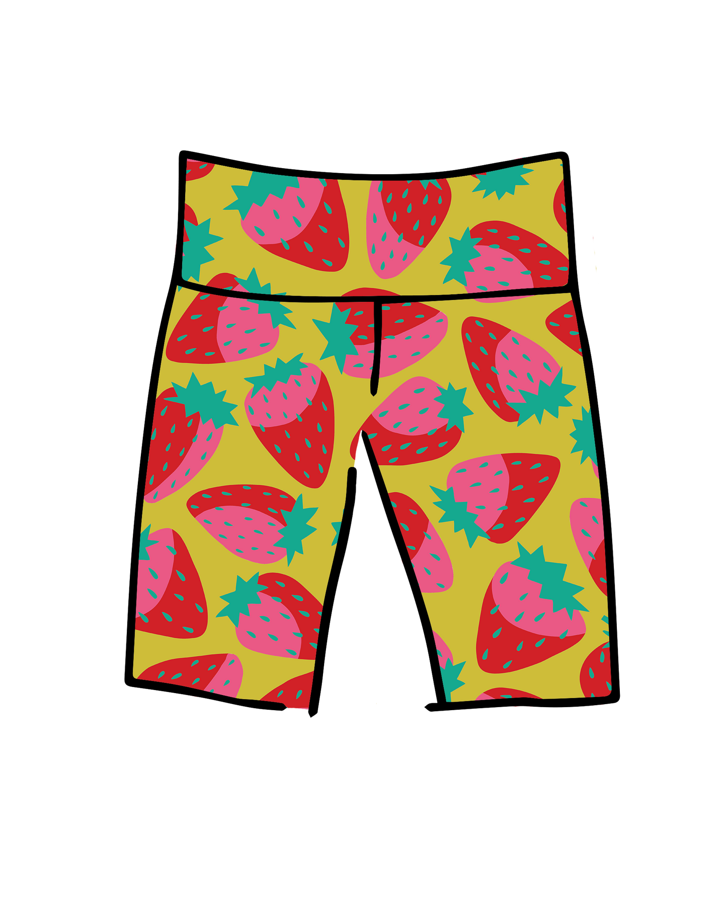 High Rise Bike Shorts Strictly Strawberry