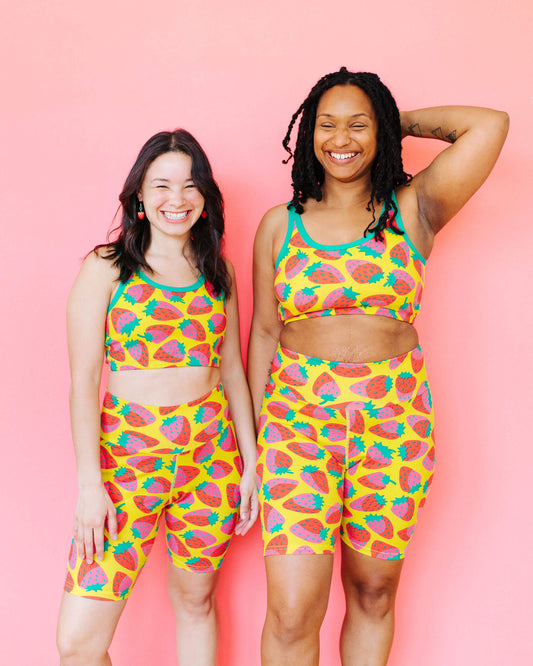 High Rise Bike Shorts Strictly Strawberry