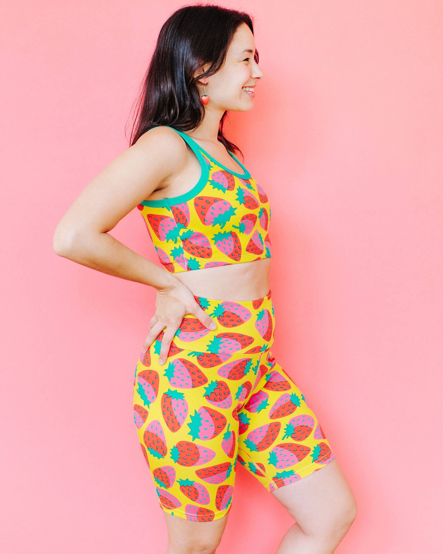 High Rise Bike Shorts Strictly Strawberry