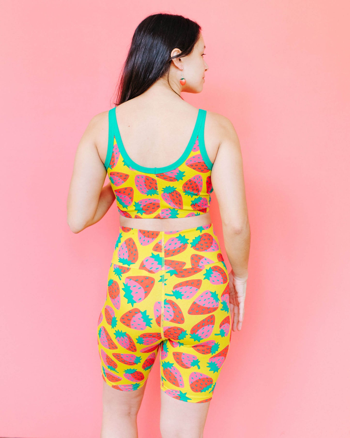 High Rise Bike Shorts Strictly Strawberry