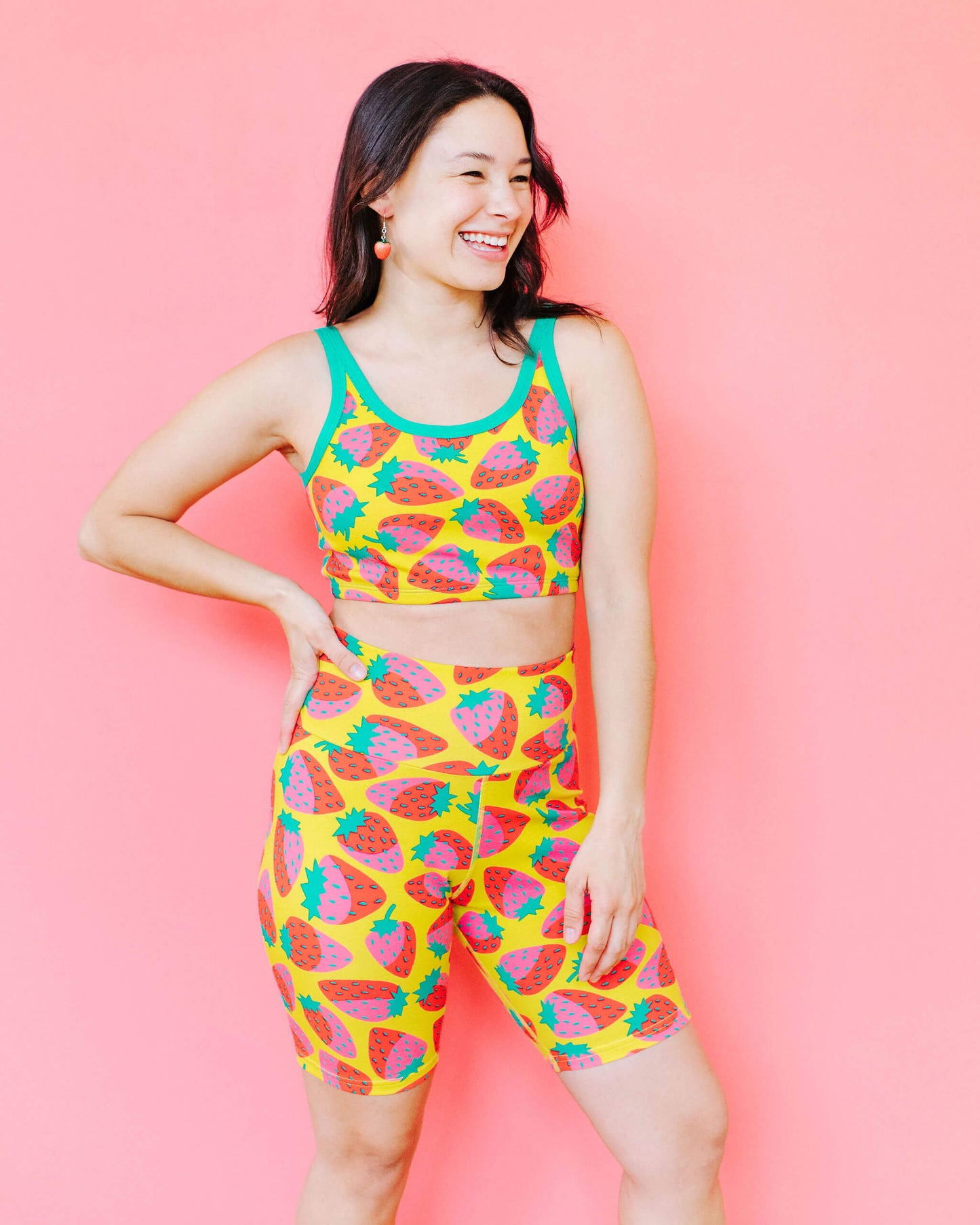 High Rise Bike Shorts Strictly Strawberry