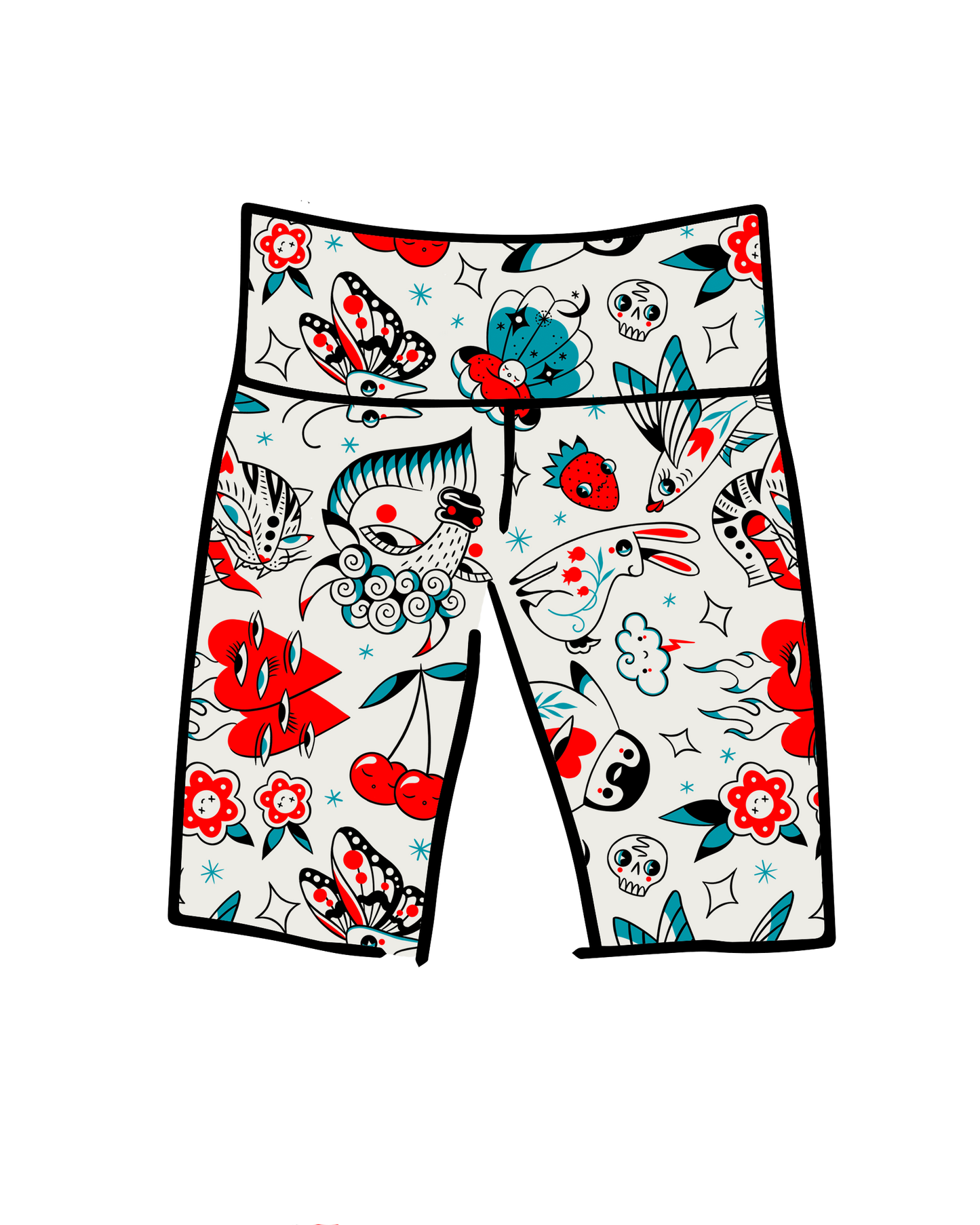 High Rise Bike Shorts Inked Up