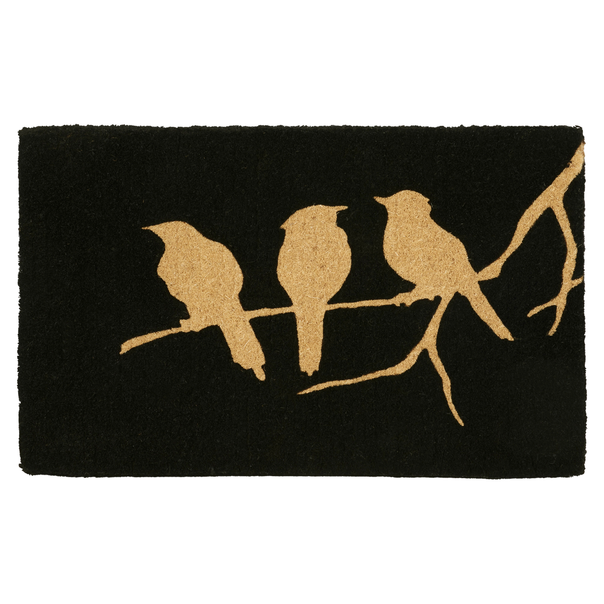 Birds On Branch - Black Coir Doormat