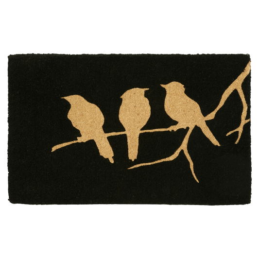 Birds On Branch - Black Coir Doormat