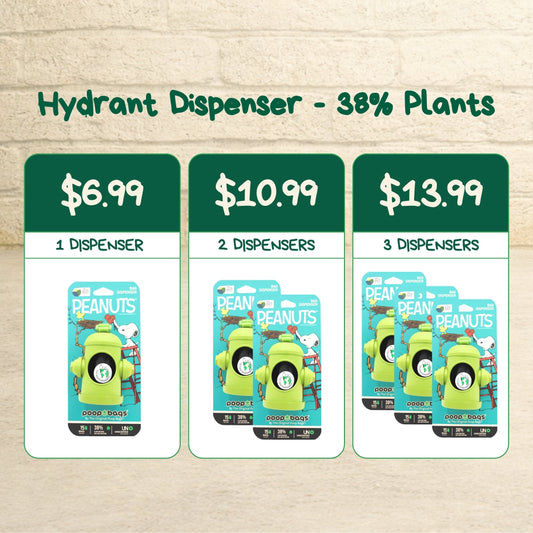 Snoopy® Hydrant Dispenser + Leash Roll Poop Bags