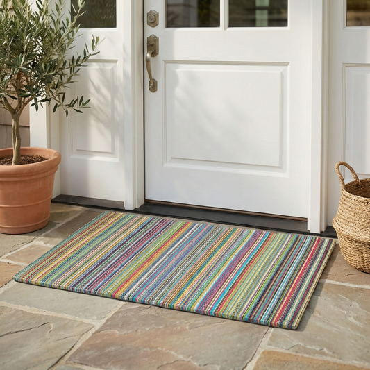 Cancun Candy Outdoor Doormat – 24" x 36" Non-Slip, Recycled Plastic