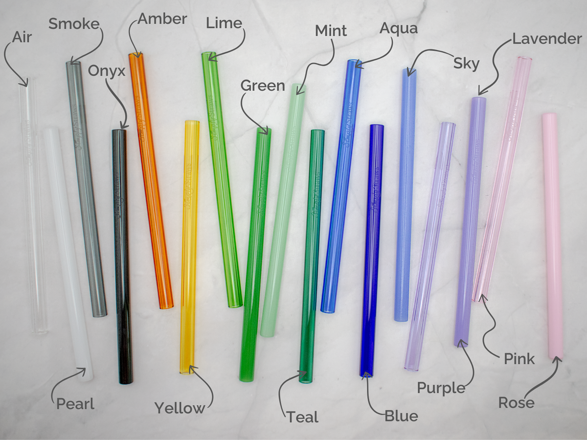 Wide 10" Glass Straw Set - Iridium