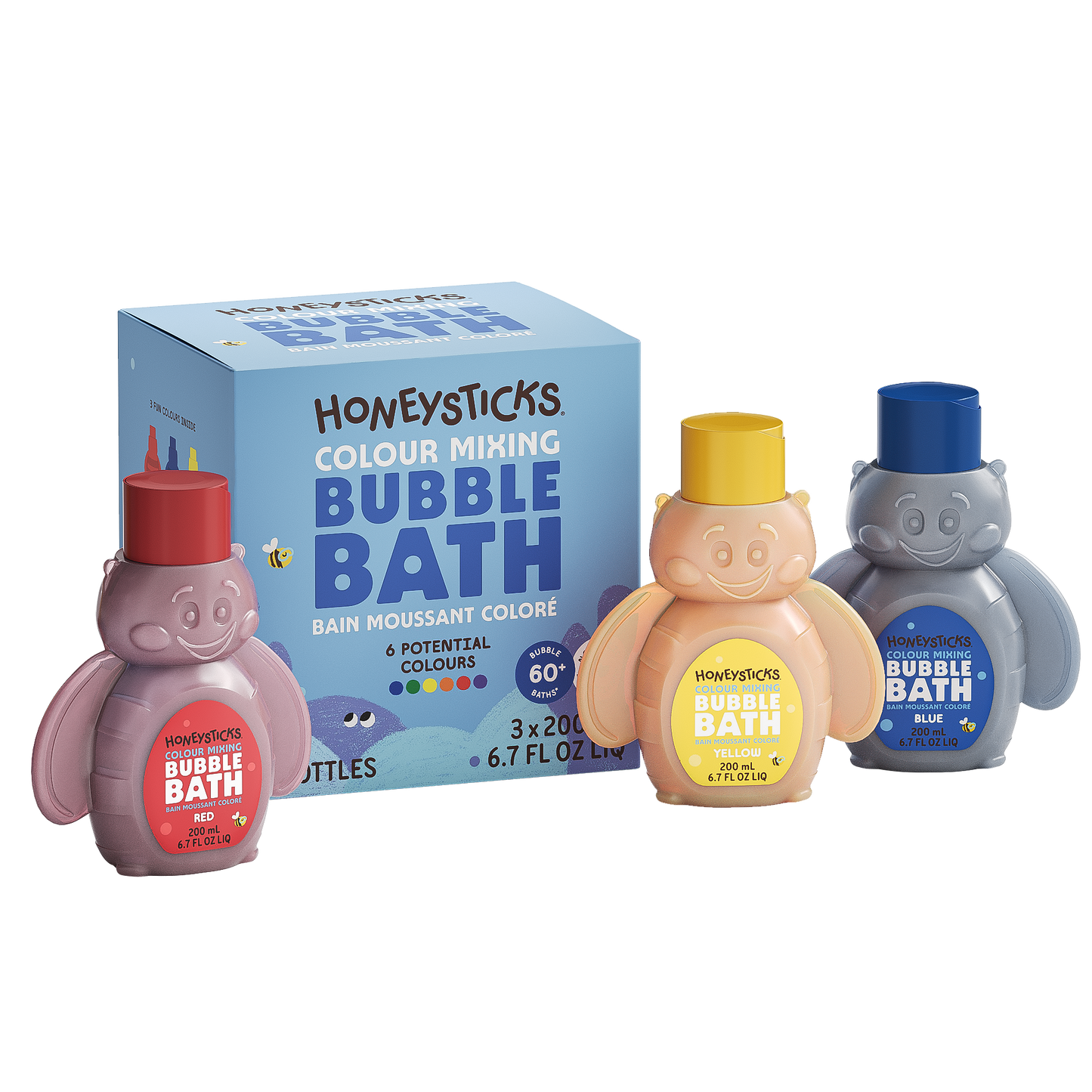 Honeysticks Bubble Bath Color Mixing 3pk 200ml