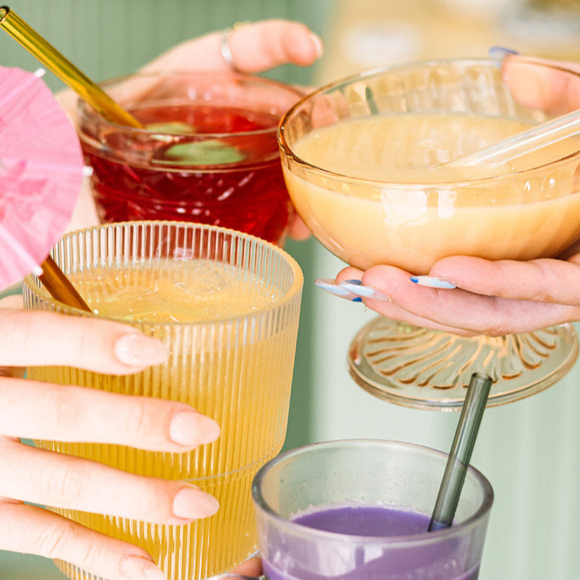 Glass Cocktail and Coffee Straw Set - Iridium