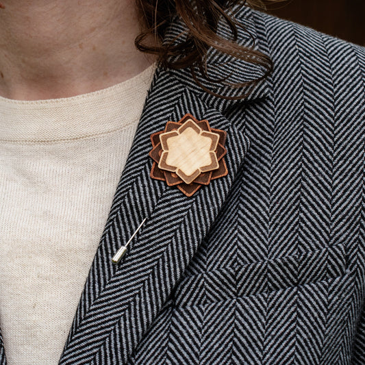 Wood Brooch | Layered Lotus