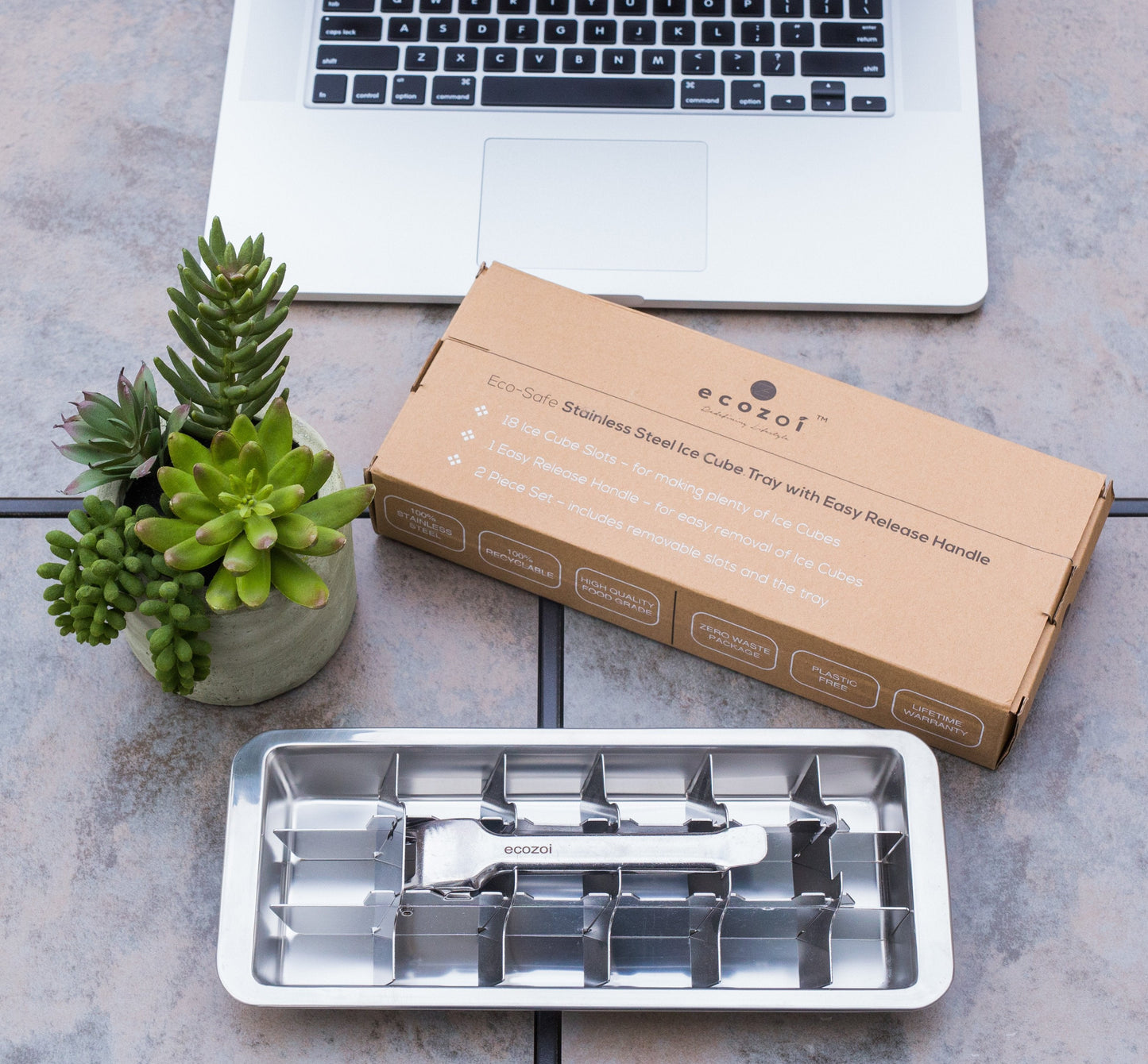 Stainless Steel Ice Cube Tray with Easy Release Handle, Vintage Design