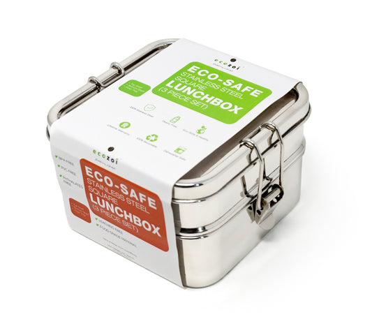 Stainless Steel Lunch Box, 2 Tier Square, 40 Oz