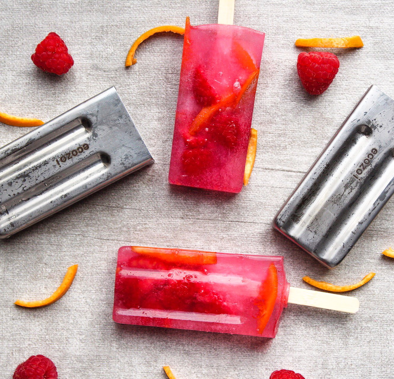 Ecozoi Stainless Steel Ice Pop Molds, Square Shape with Reusable Bamboo Sticks
