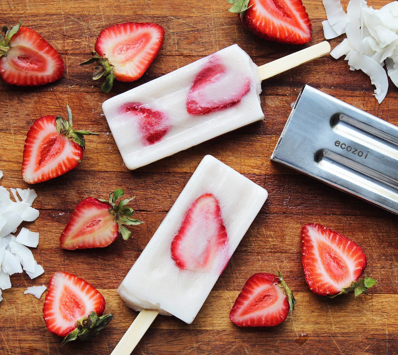 Ecozoi Stainless Steel Ice Pop Molds, Square Shape with Reusable Bamboo Sticks