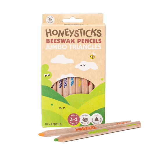 Honeysticks Magic 3-in-1 Beeswax Pencils Jumbo Triangles 10pk