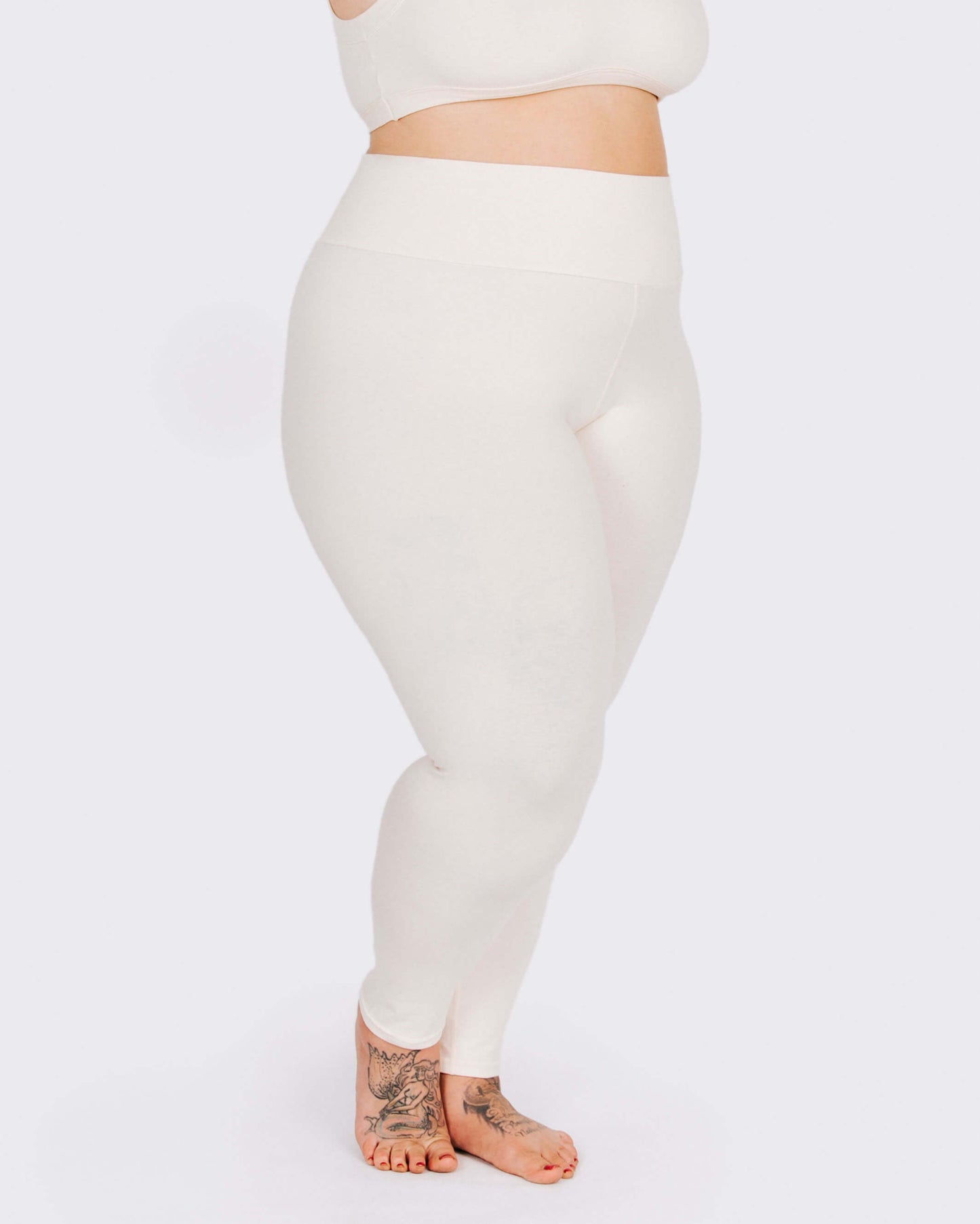High Rise Ankle Leggings Plain Black