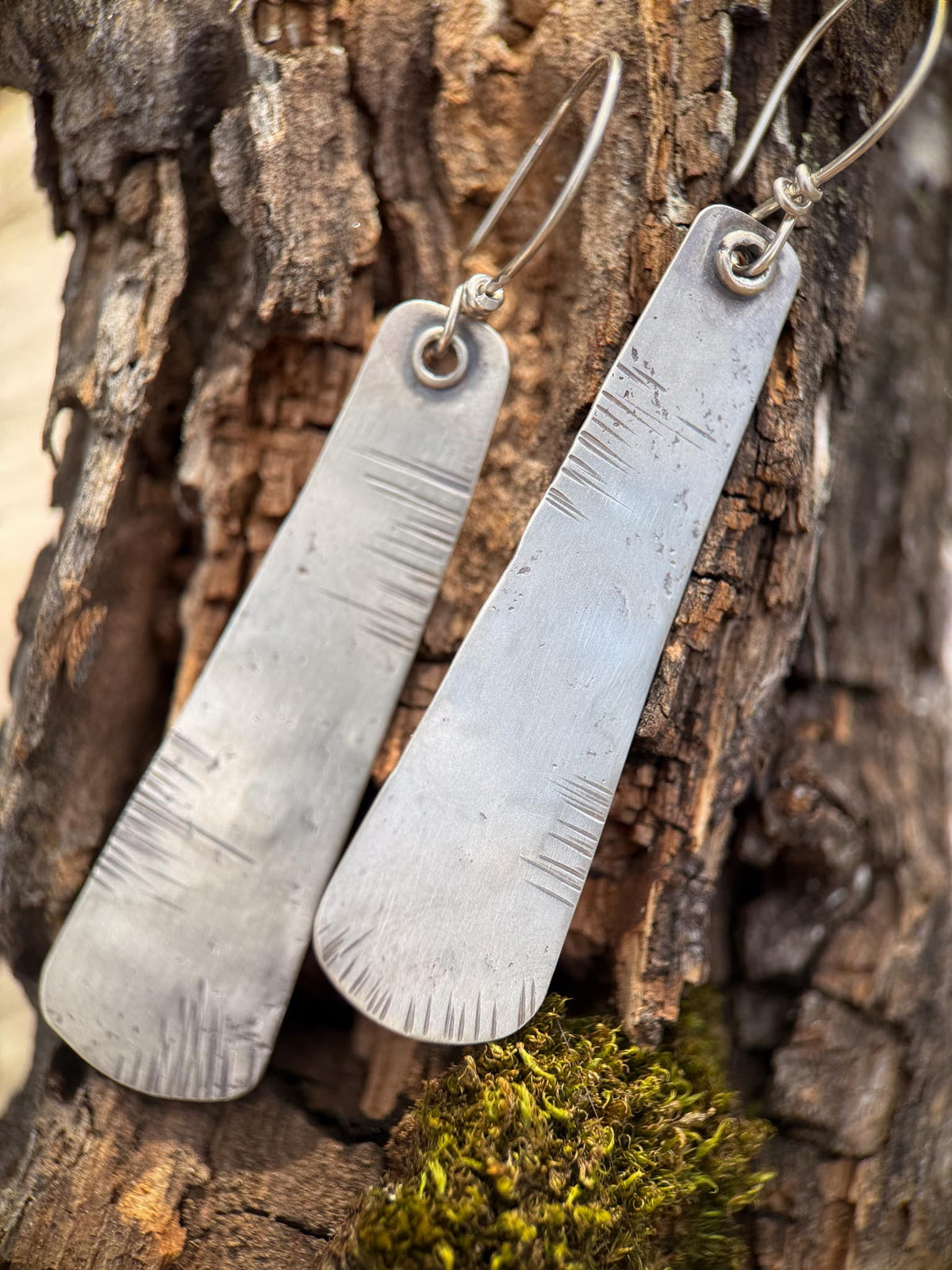 Sterling Silver Tapered Earrings | Longevity Rustic