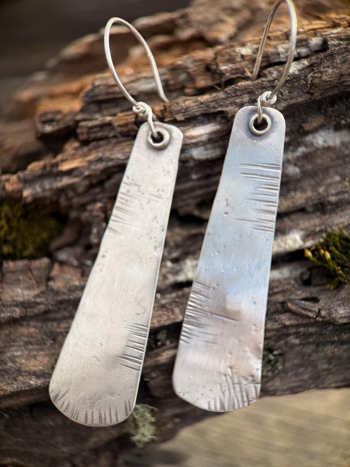 Sterling Silver Tapered Earrings | Longevity Rustic