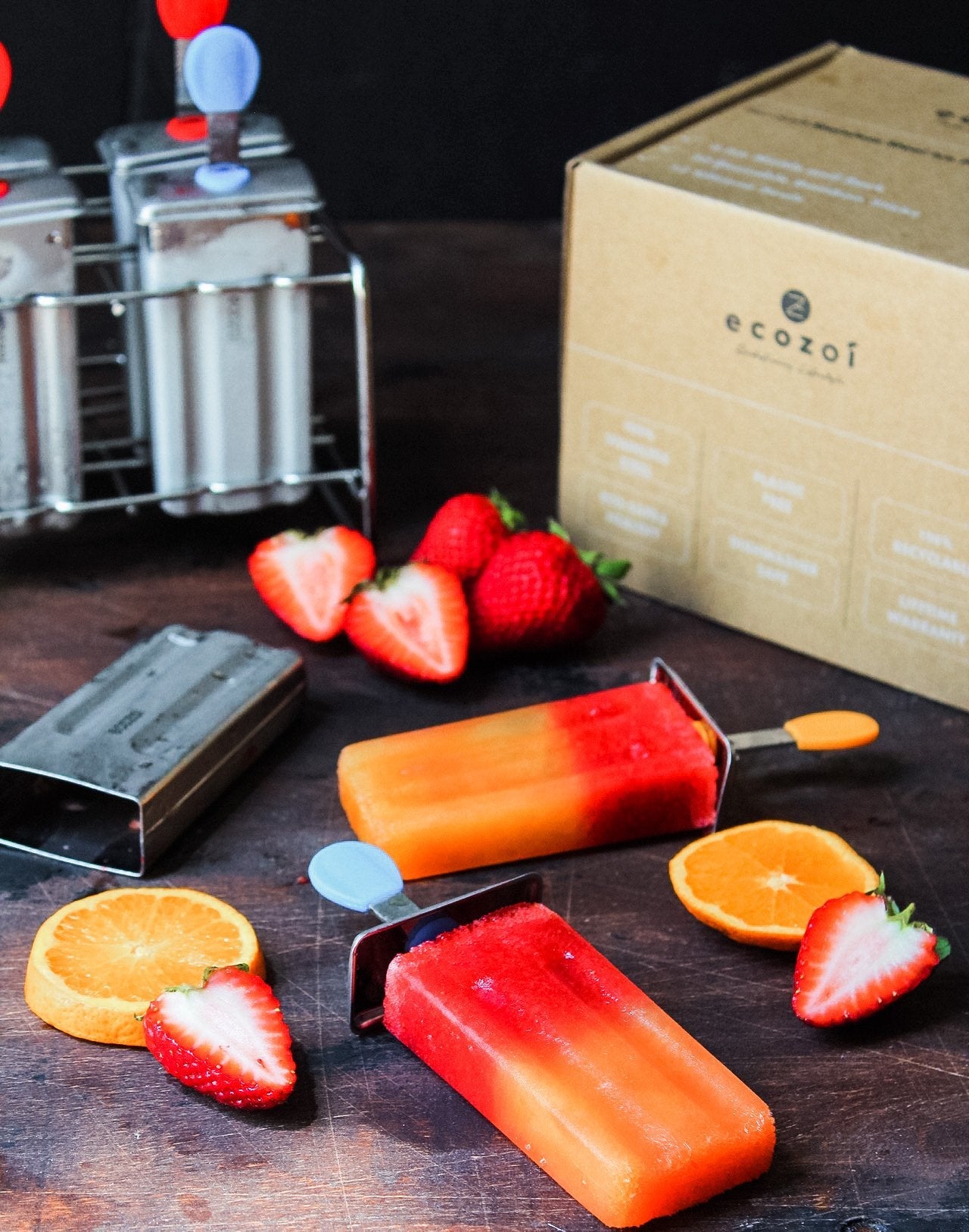 Stainless Steel Popsicle Molds and Rack, Square Shape, Steel Sticks