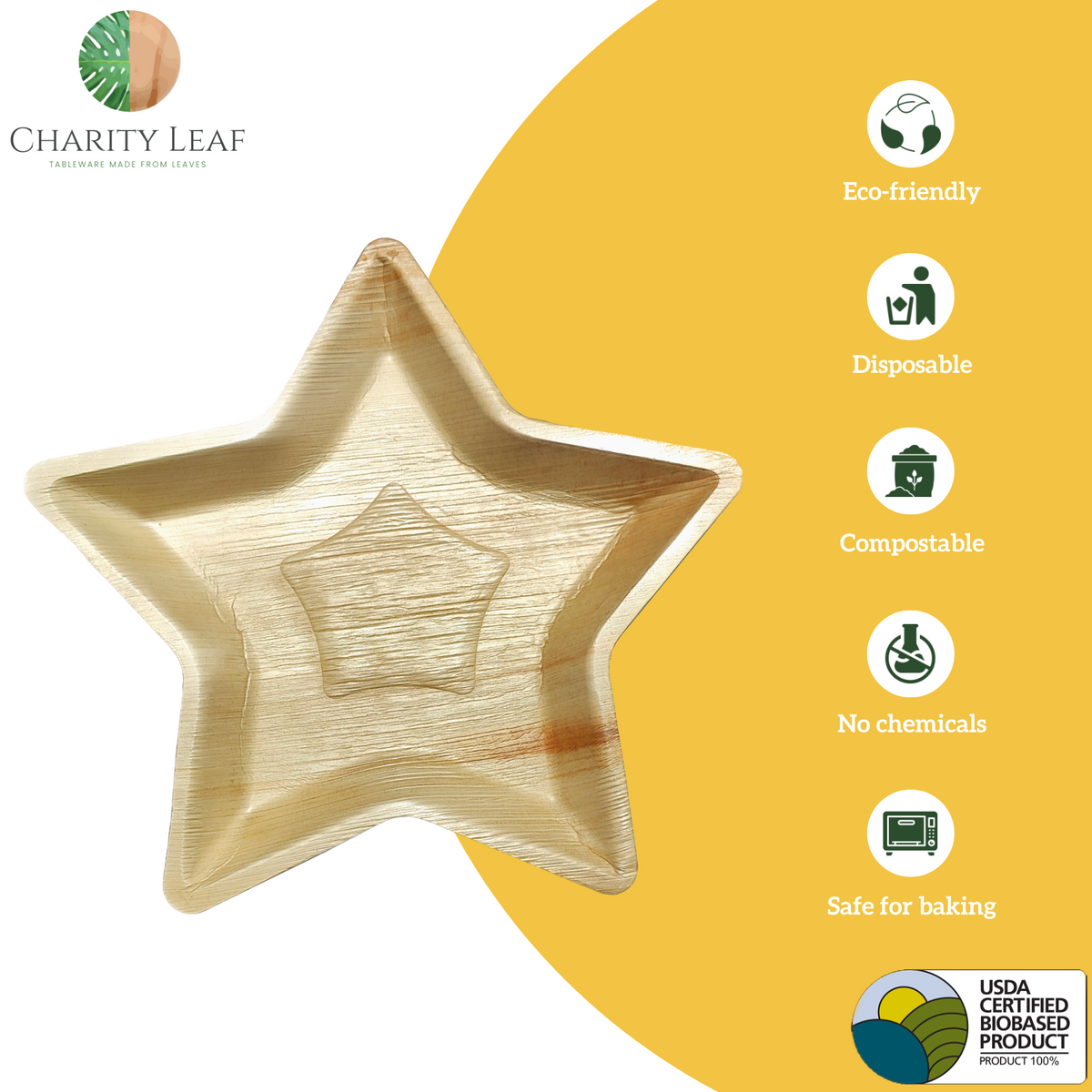 14" Star Natural Compostable Bamboo Tray