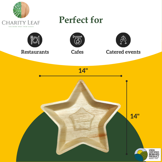 14" Star Natural Compostable Bamboo Tray