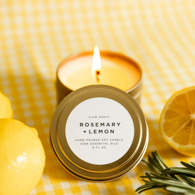 Rosemary + Lemon Travel Tin Candle
