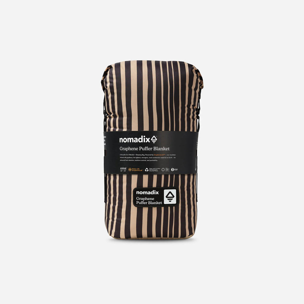 Graphene Puffer Blanket: Heritage Stripe Black and Tan