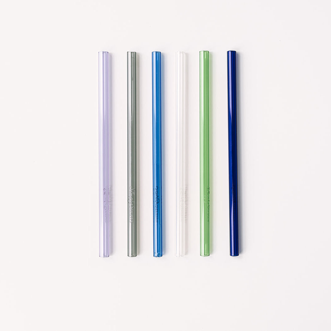 Glass Cocktail and Coffee Straw Set - Seaglass
