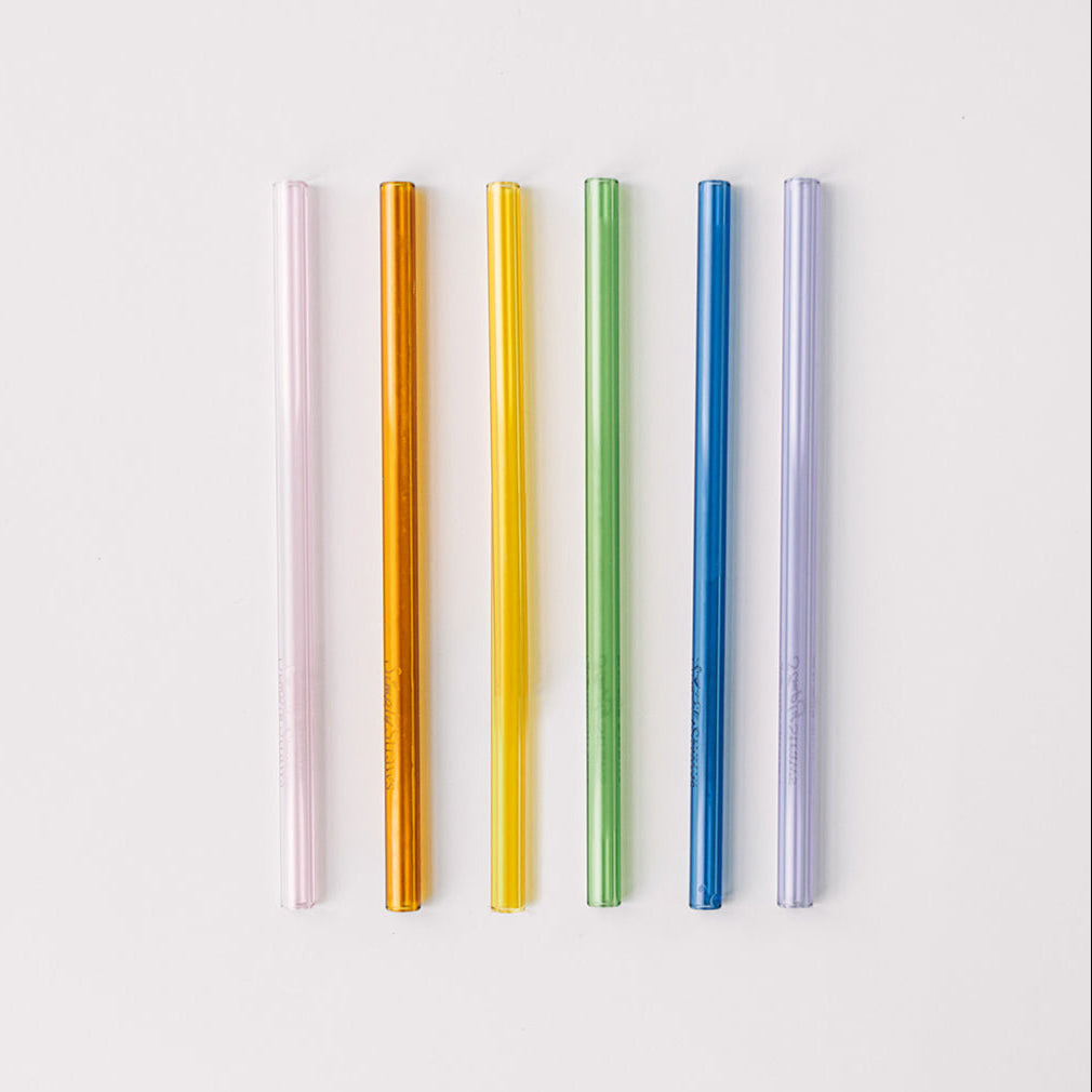 Glass Cocktail and Coffee Straw Set - Iridium