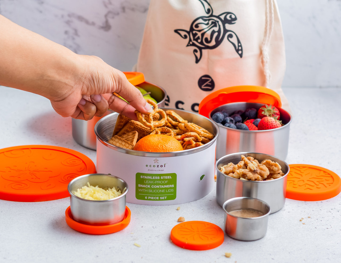 Stainless Steel Lunch Box, 6 Pc Set, Leak Proof, 78 Oz